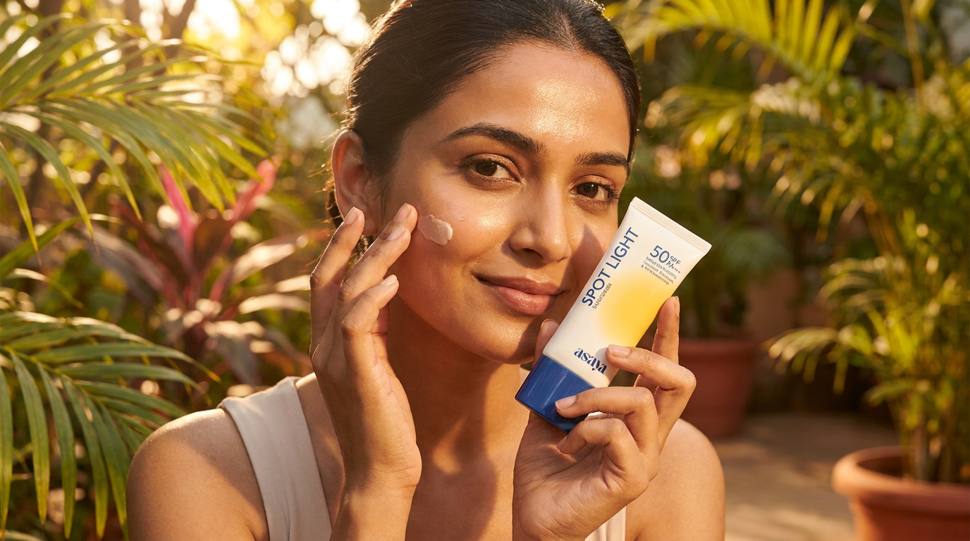 Asaya Melanin-Rich Sunscreen for Festive Makeup Prep