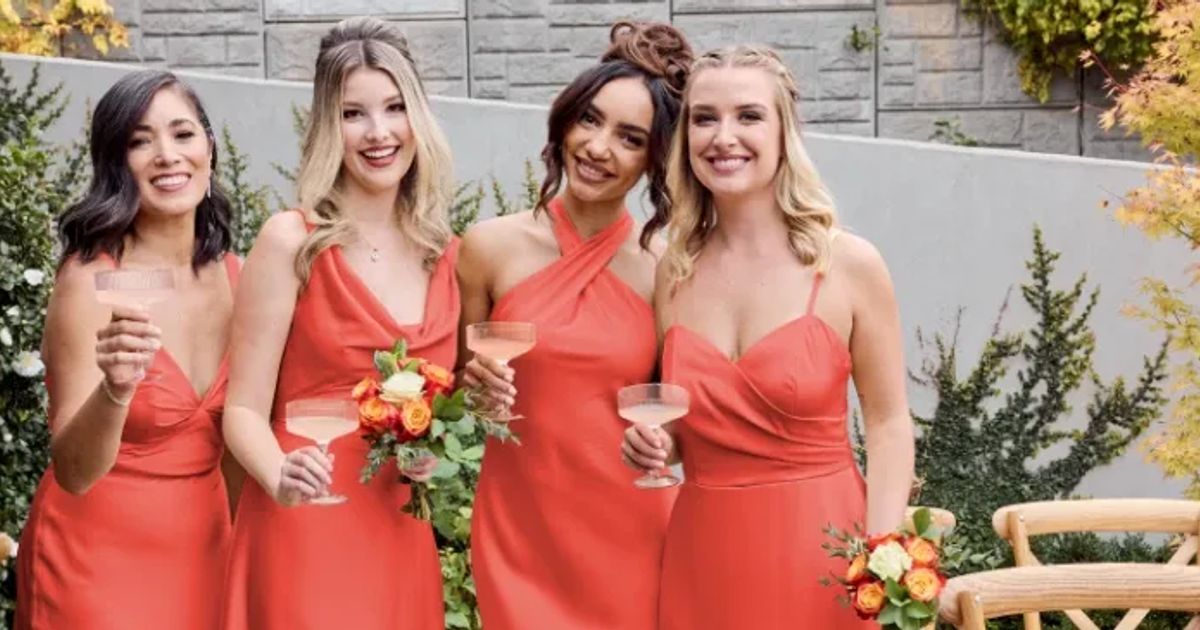 coral bridesmaid dresses david's bridal Bridal Party Meadow David's Bridal David's Bridal Strapless Coral  Bridesmaid Dresses